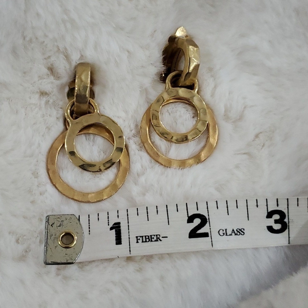 GOLD TONE CLIP ON EARRINGS DOUBLES OR SINGLES REMOVABLE PIECES ELEGANT DRESSY - Picture 2 of 6